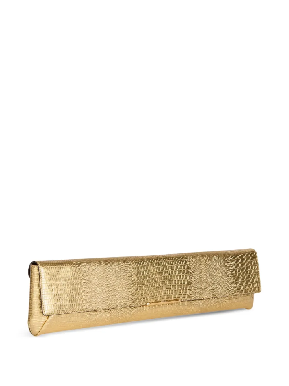 Balmain Lange clutch van metallic leer met textuur Goud