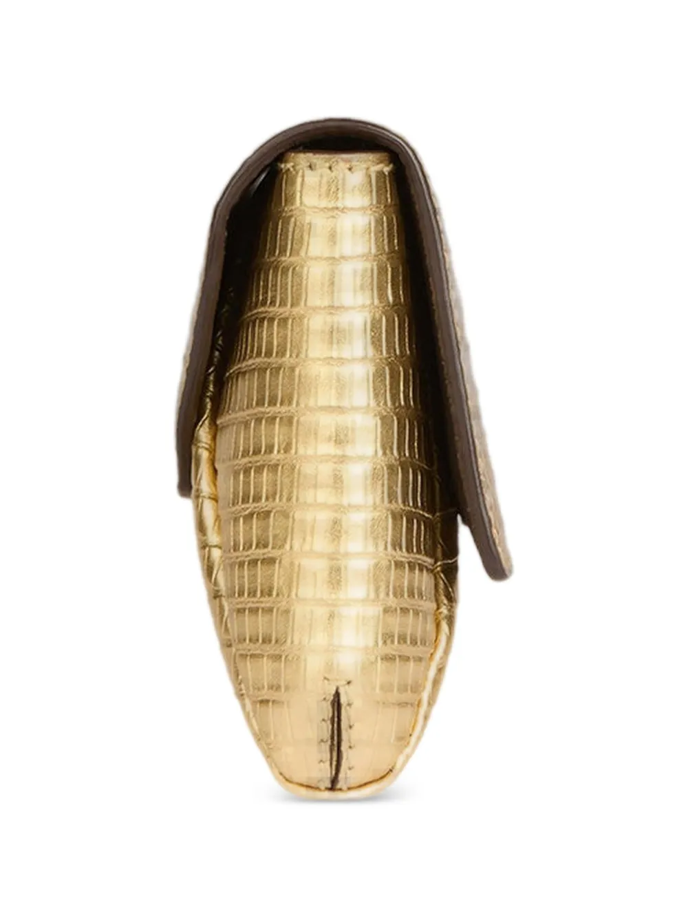 Balmain Lange clutch van metallic leer met textuur Goud