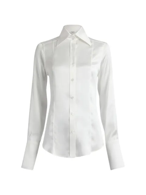 Balmain camisa manga larga de satén de seda