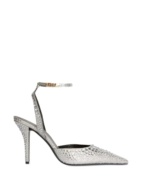 Balmain strappy satin pumps with crystals
