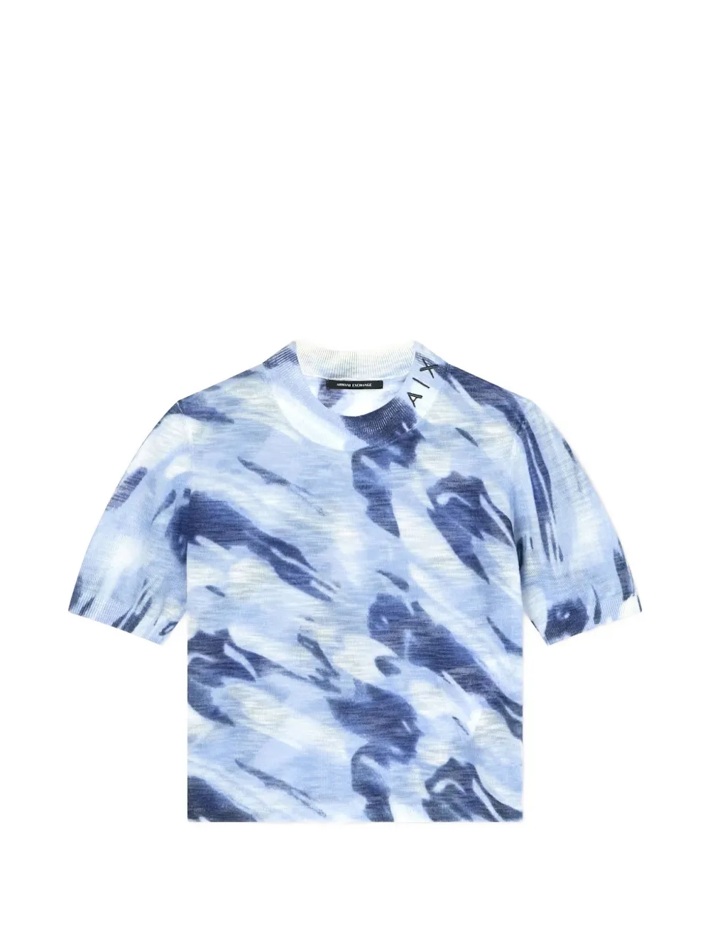 Armani Exchange abstract-print short-sleeve sweater Blauw
