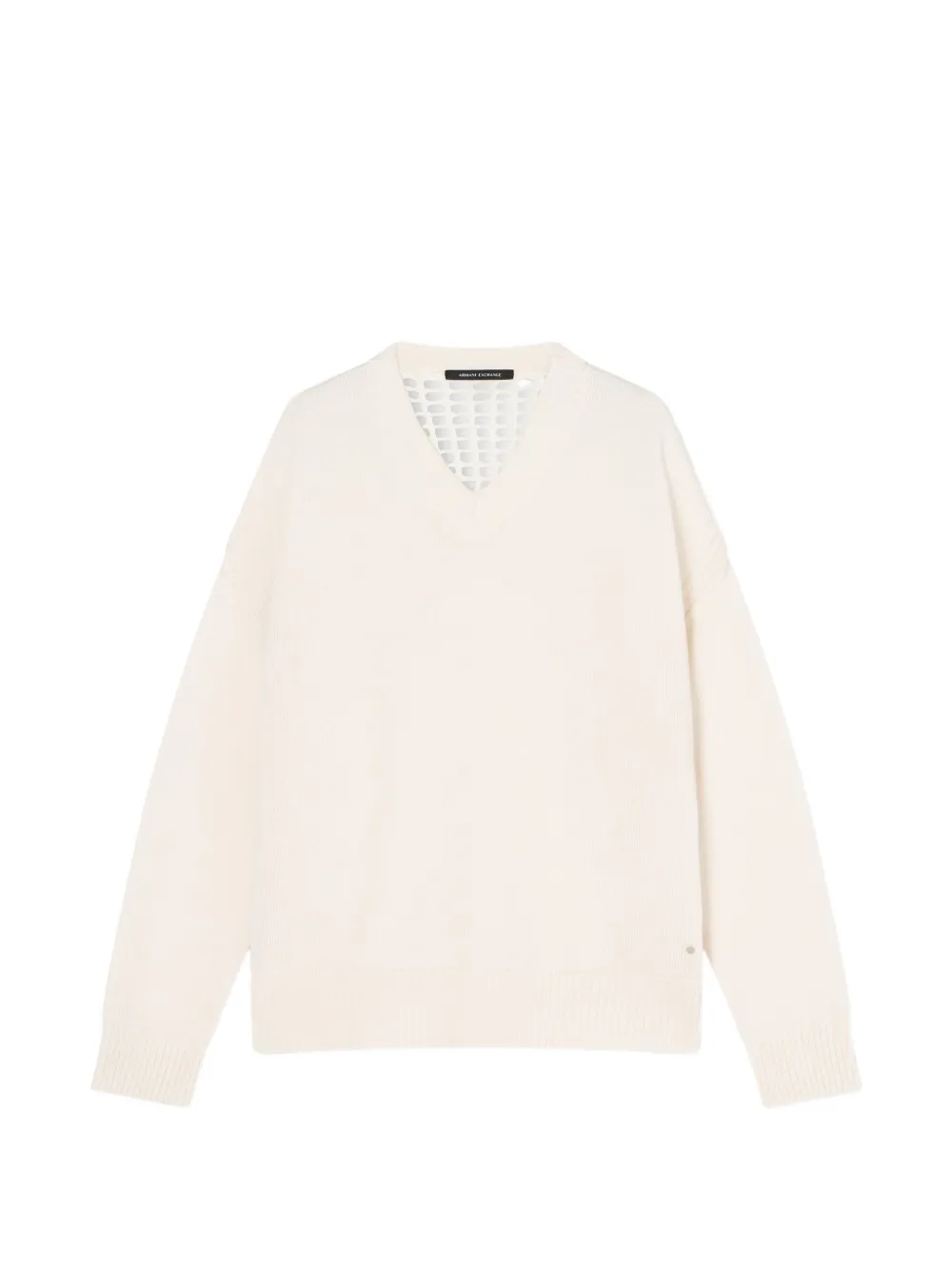 Armani Exchange V-neck open-knit sweater Beige
