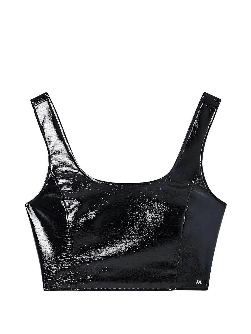 Armani Exchange haut crop à effet verni - Noir