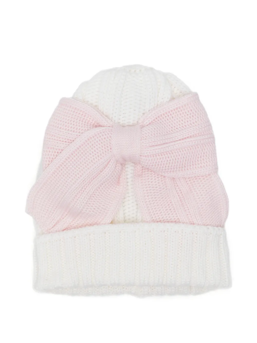 Bébé di Almy bow-detail knitted beanie hat - Bianco