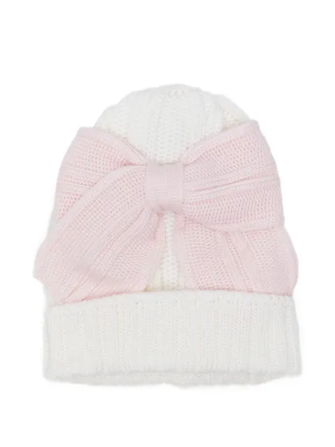 Bébé di Almy bow-detail knitted beanie hat