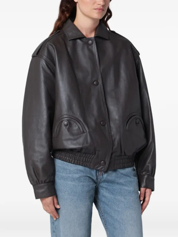 BLAZÉ Milano Ares Charlie Leather Bomber Jacket in Brown