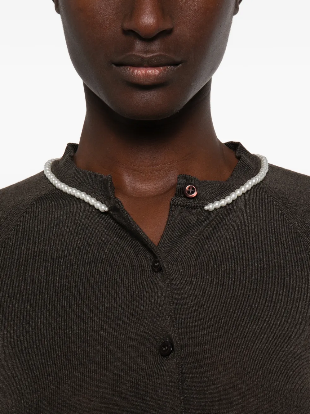 Simone Rocha faux-pearl embellished cardigan Bruin