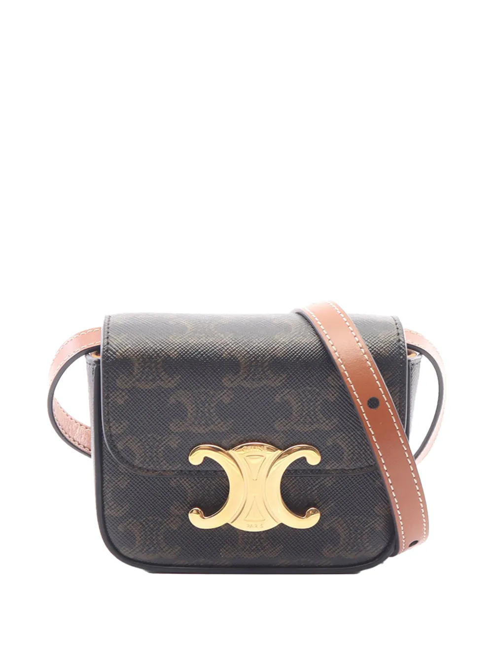 Celine Pre-Owned 2000-2026 Mini Triomphe Coated Canvas Claude crossbody bag - Brown