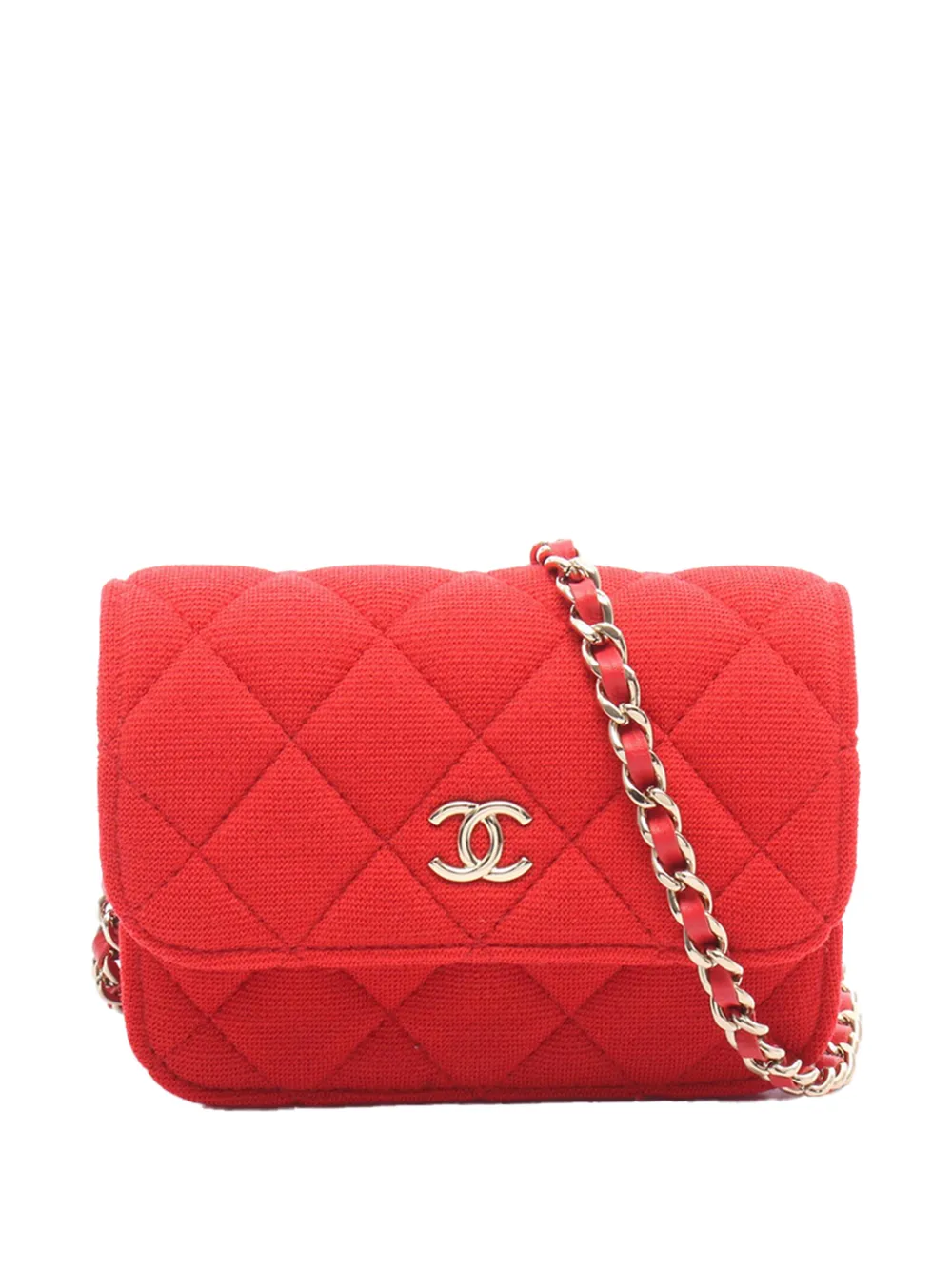 CHANEL Pre-Owned 2021-2026 Mini Quilted Jersey VIP crossbody bag - Rosso