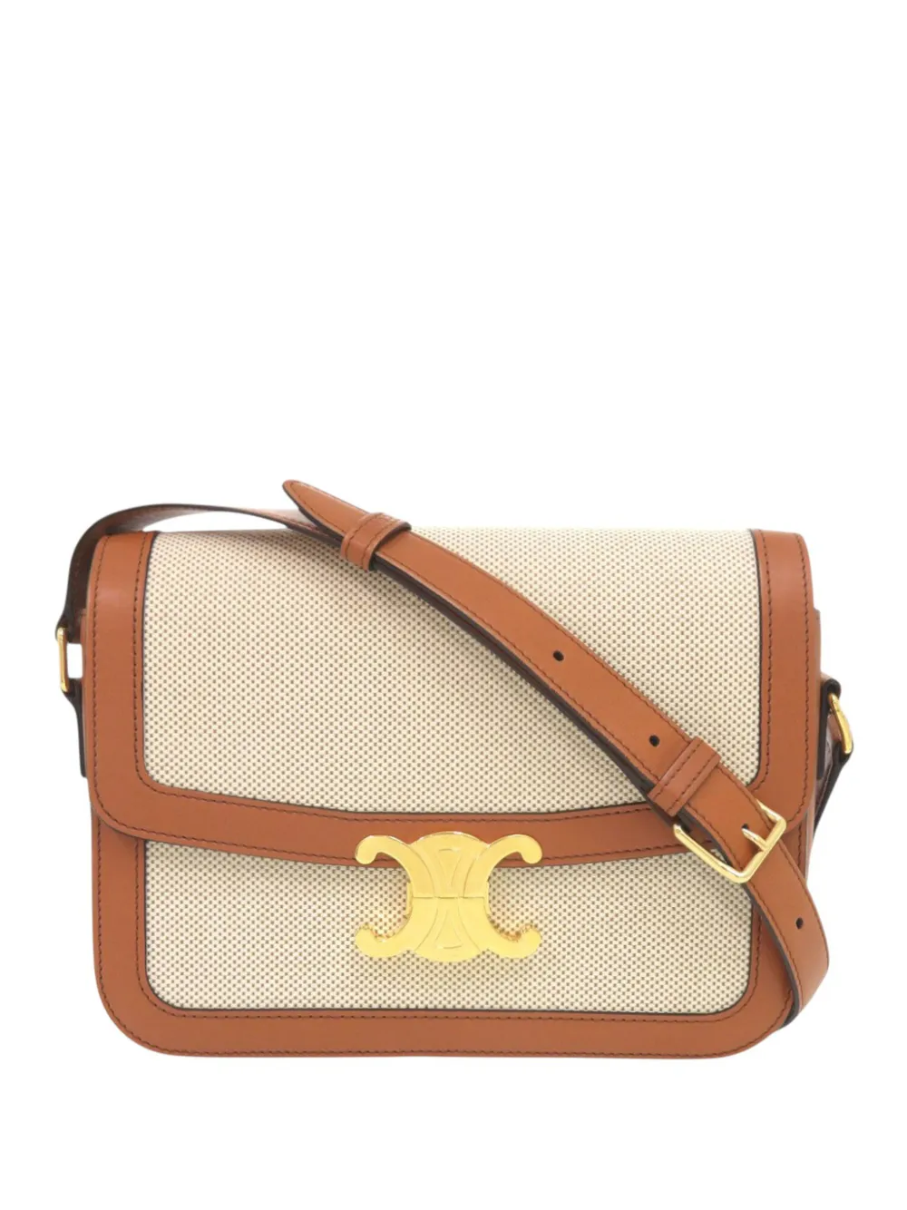 Celine Pre-Owned 2000-2026 Classique Canvas and Calfskin Triomphe crossbody bag - Toni neutri