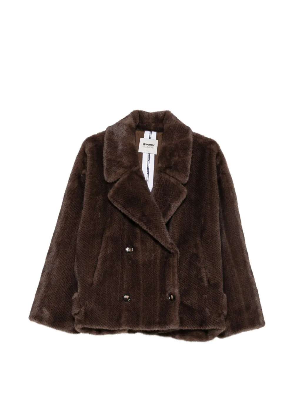 Sword double-breasted faux-fur coat
