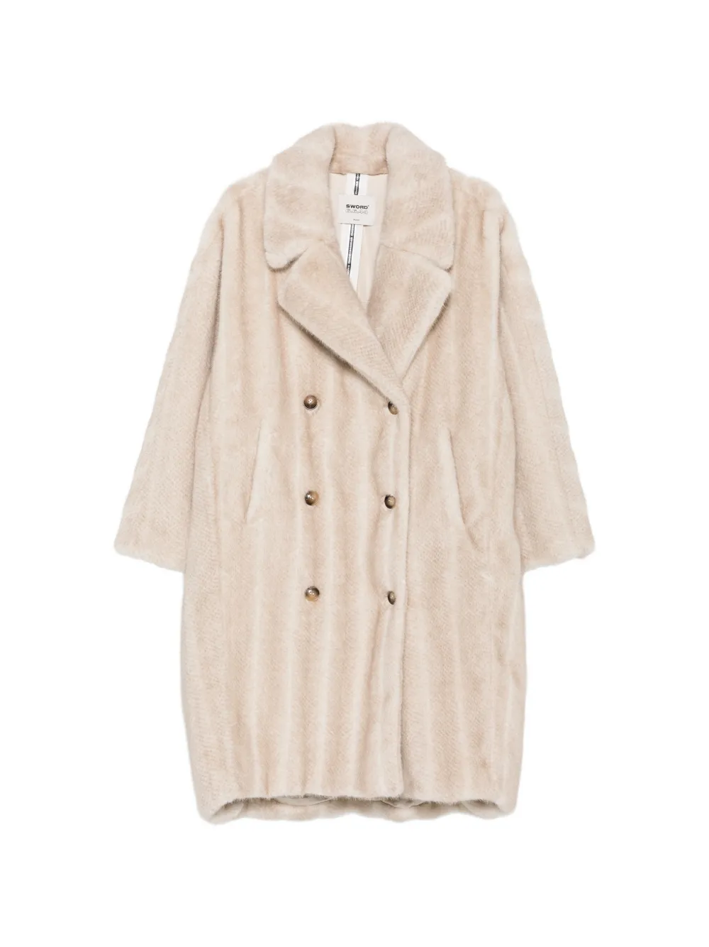 Sword double-breasted faux-fur coat