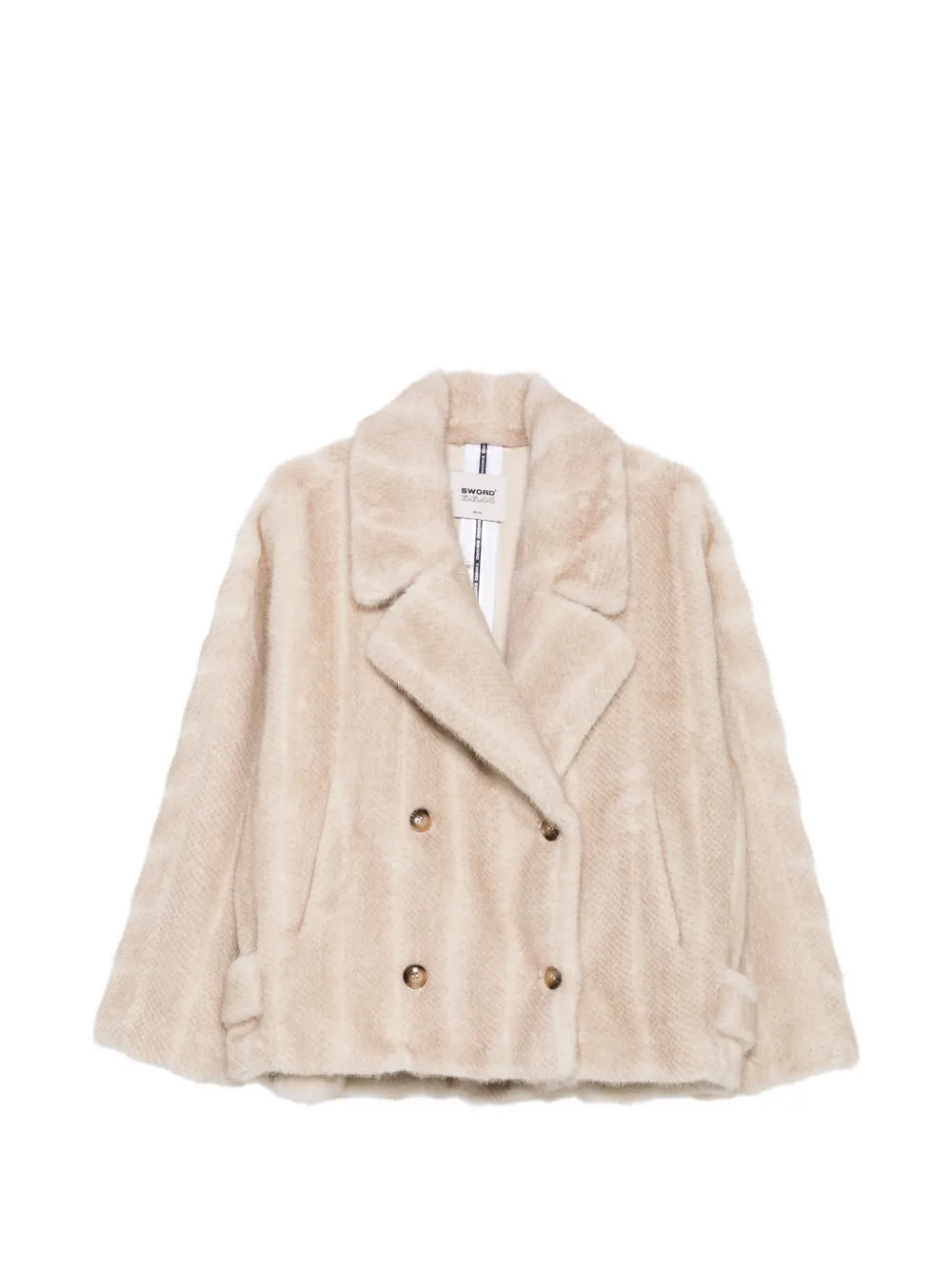 Sword double-breasted faux-fur coat - Toni neutri