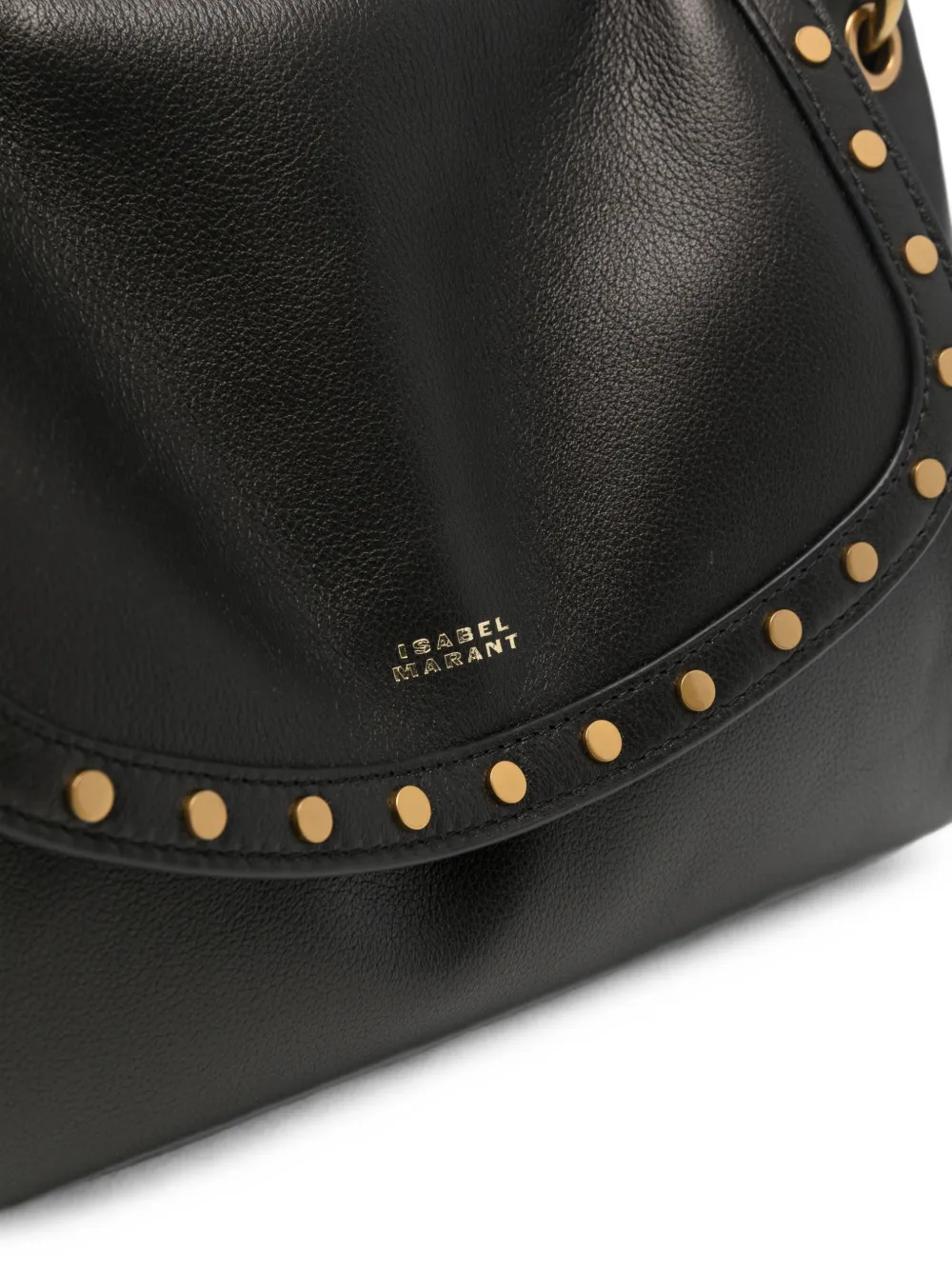 ISABEL MARANT Medium Chany leren schoudertas verfraaid met studs Zwart