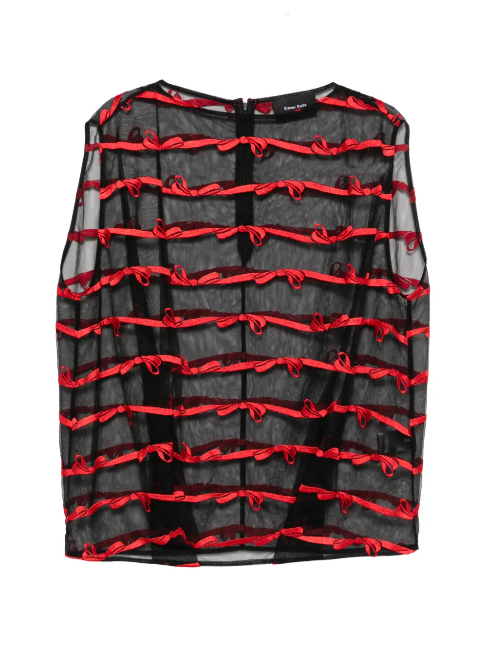 Simone Rocha bow-embroidered mesh top - Noir Simone Rocha bow-embroidered mesh top - Noir