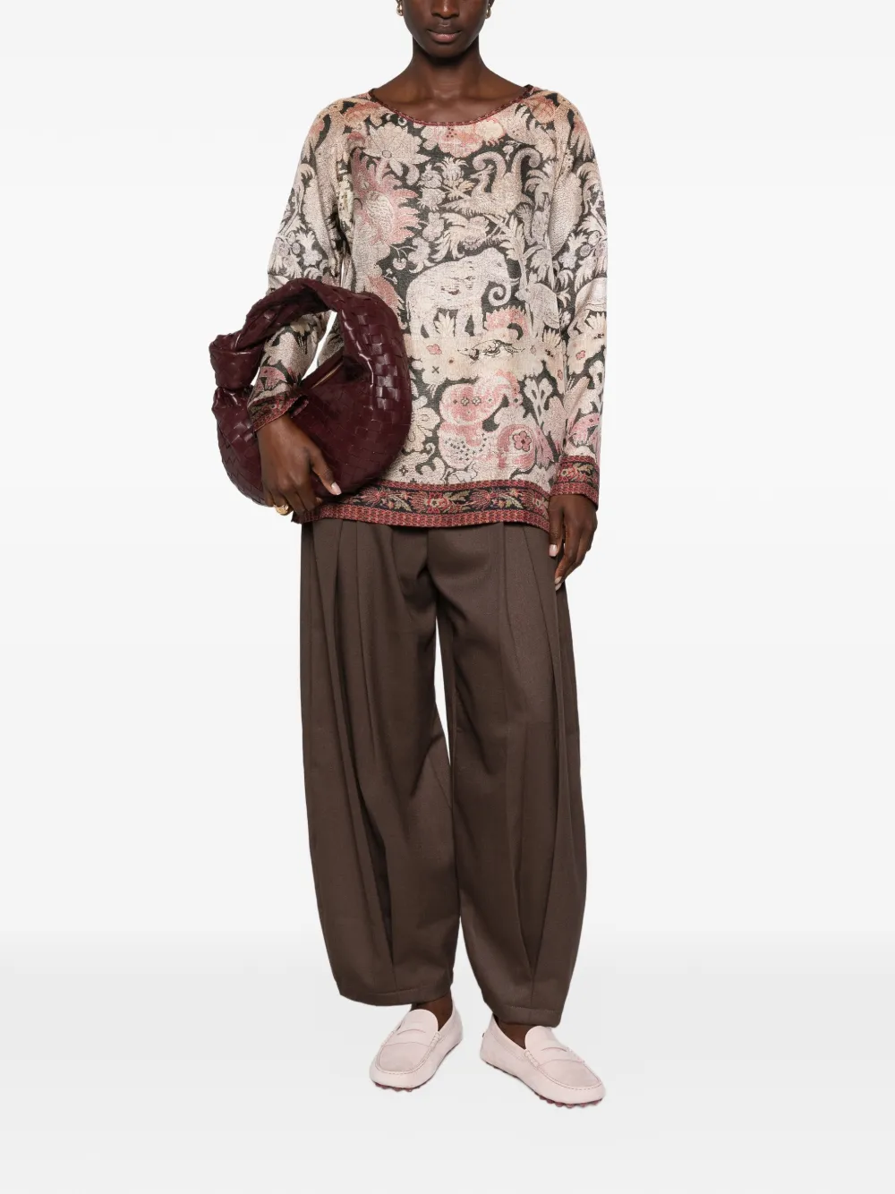 Pierre-Louis Mascia Top met bloemenprint Beige