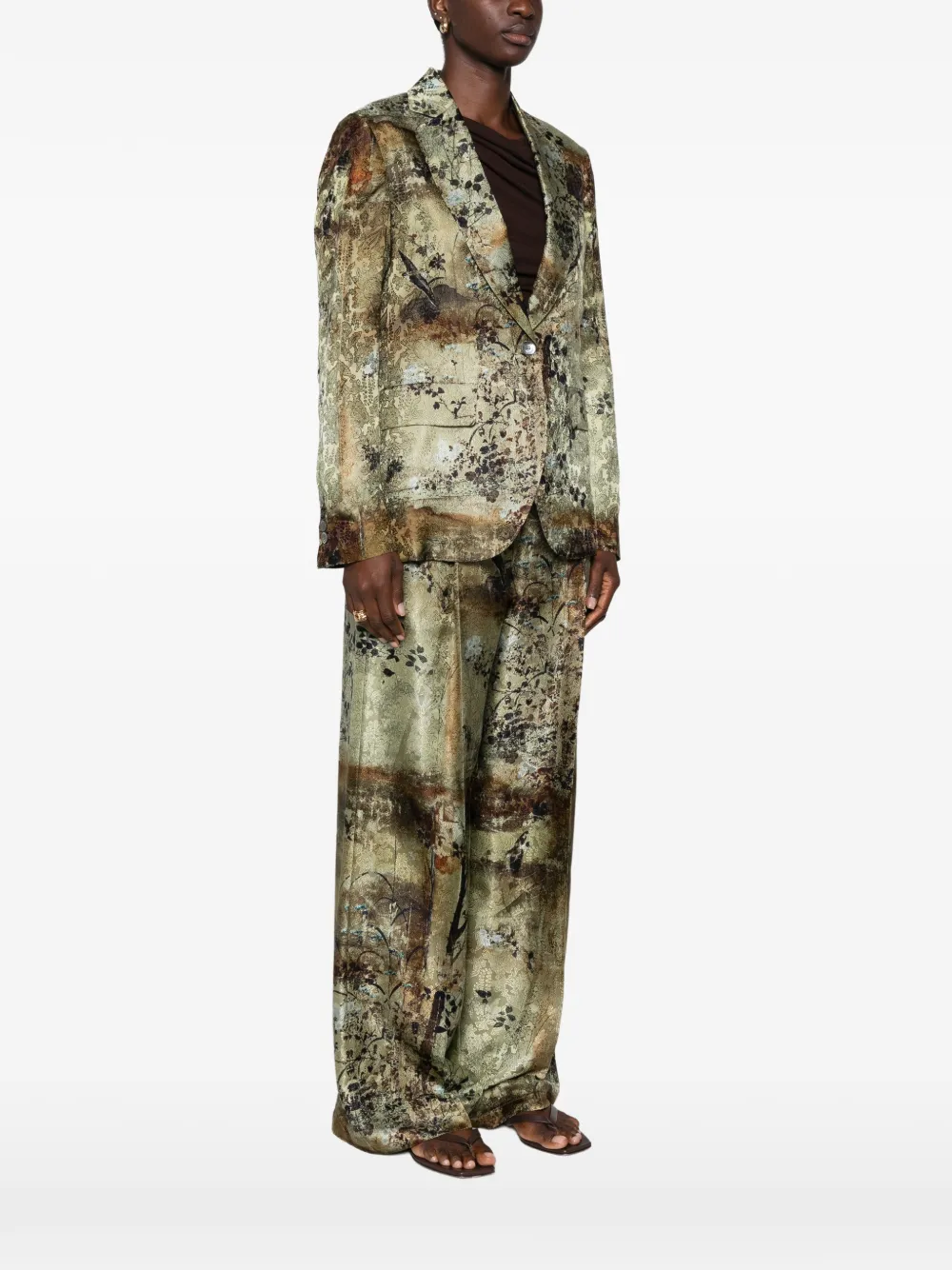 Pierre-Louis Mascia Jacquardgeweven jack met bloemenprint Groen