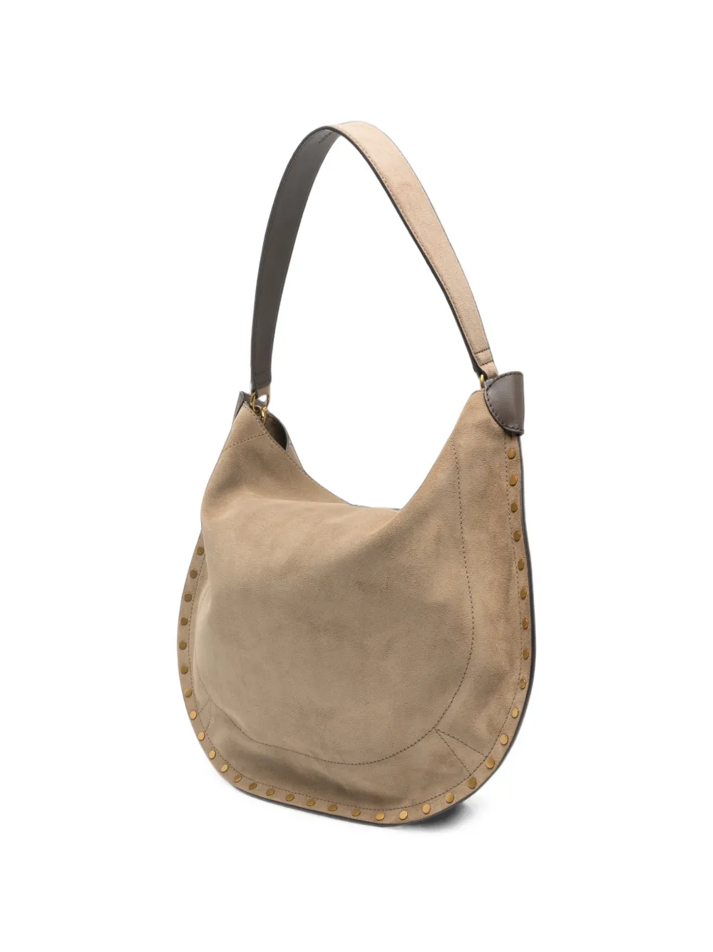 ISABEL MARANT Oskan suède schoudertas met studs Beige