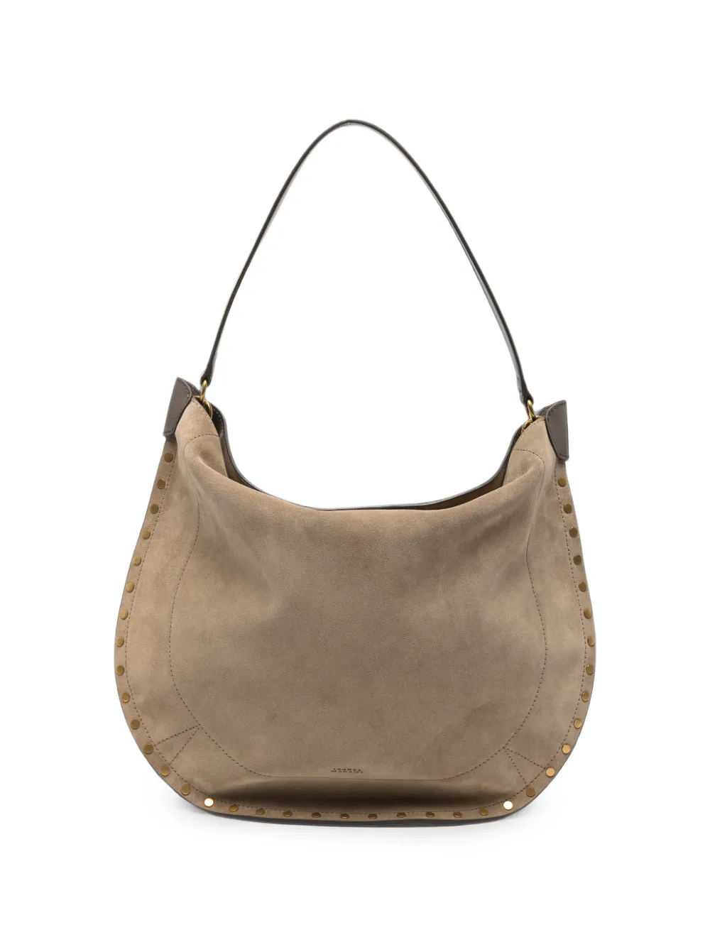 ISABEL MARANT Oskan stud-embellished suede shoulder bag - Neutrals