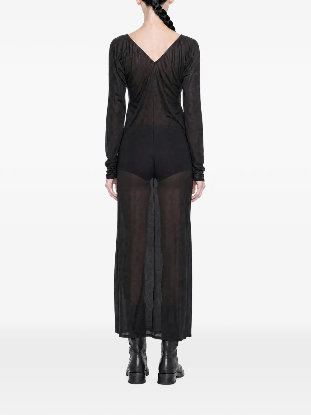 OUR LEGACY Cheer V-neck Dress in Black, view 3