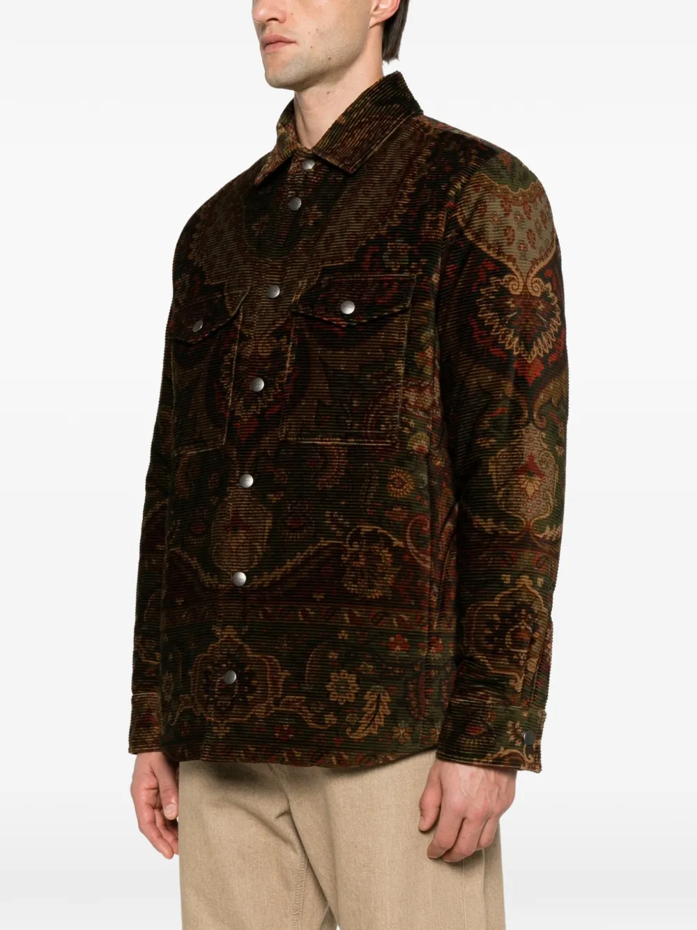 ETRO Ribfluwelen gewatteerd jack met paisley-print Bruin