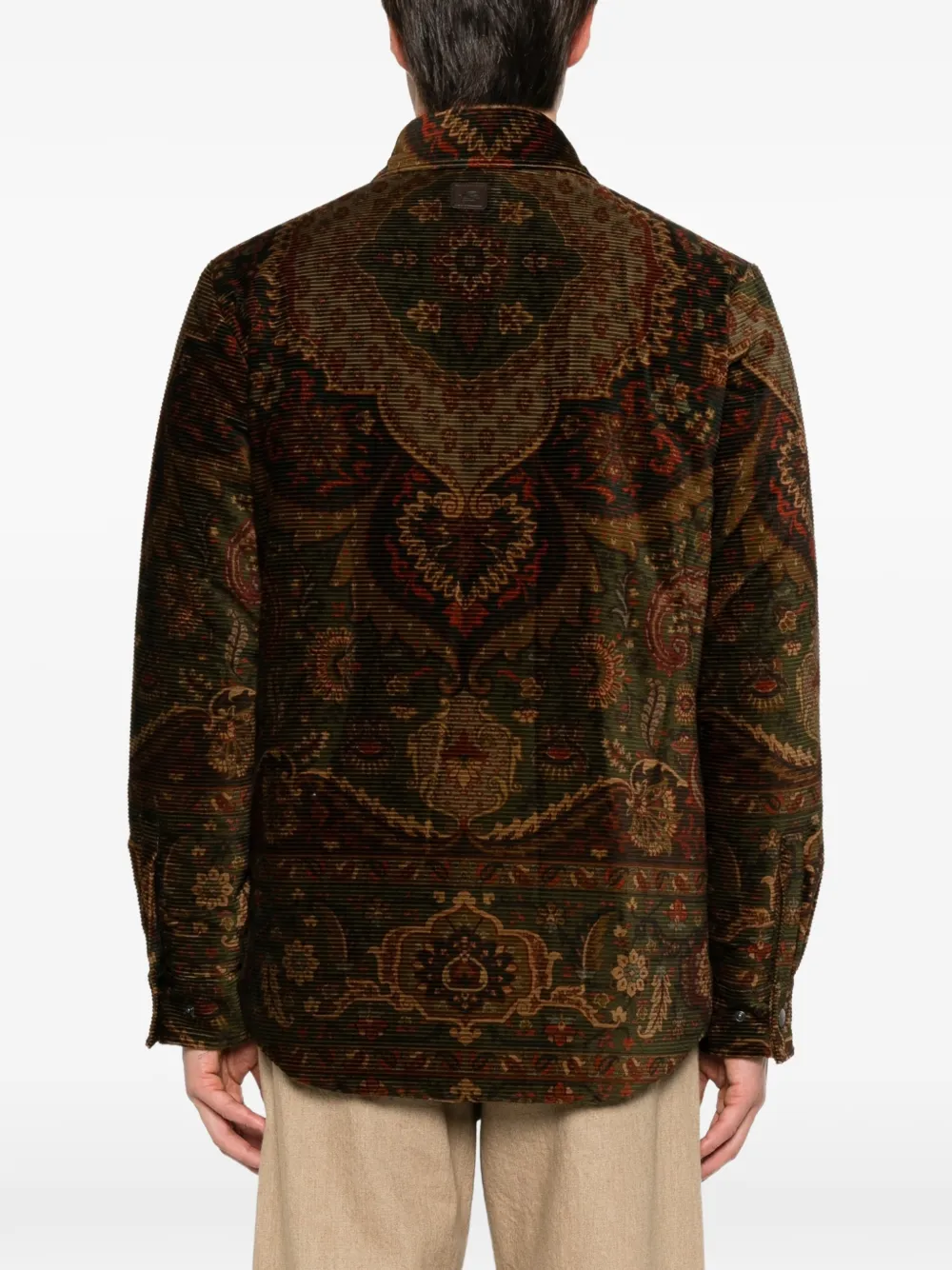 ETRO Ribfluwelen gewatteerd jack met paisley-print Bruin