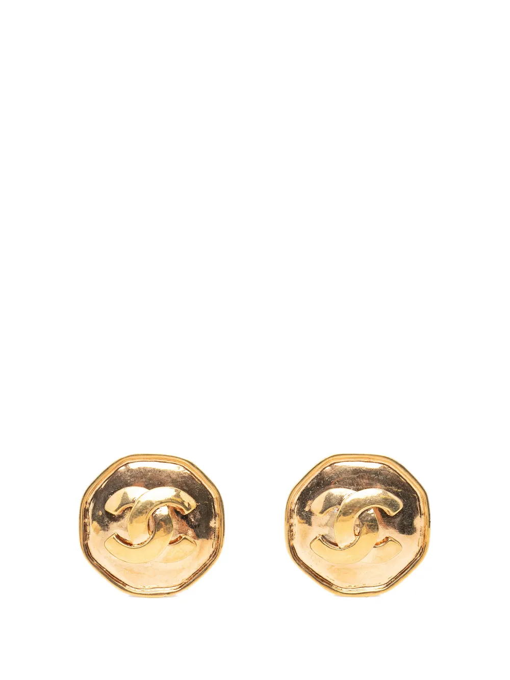 CHANEL Pre-Owned 1990-2010 CC Gold Plated Round Clip on Earrings costume earrings - Oro