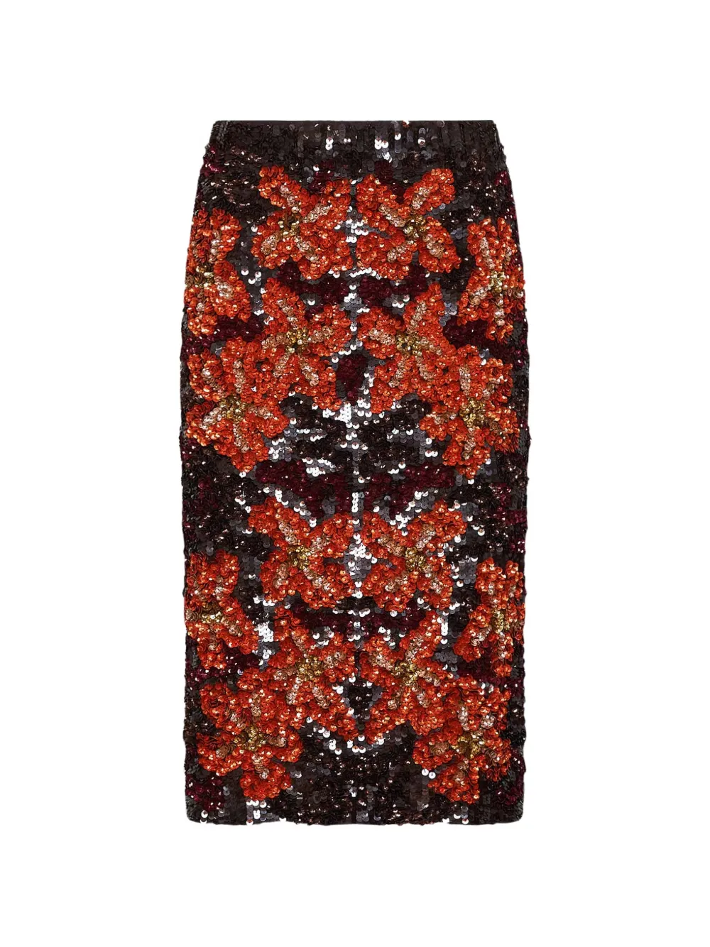 P.A.R.O.S.H. sequin-embellished floral-pattern skirt