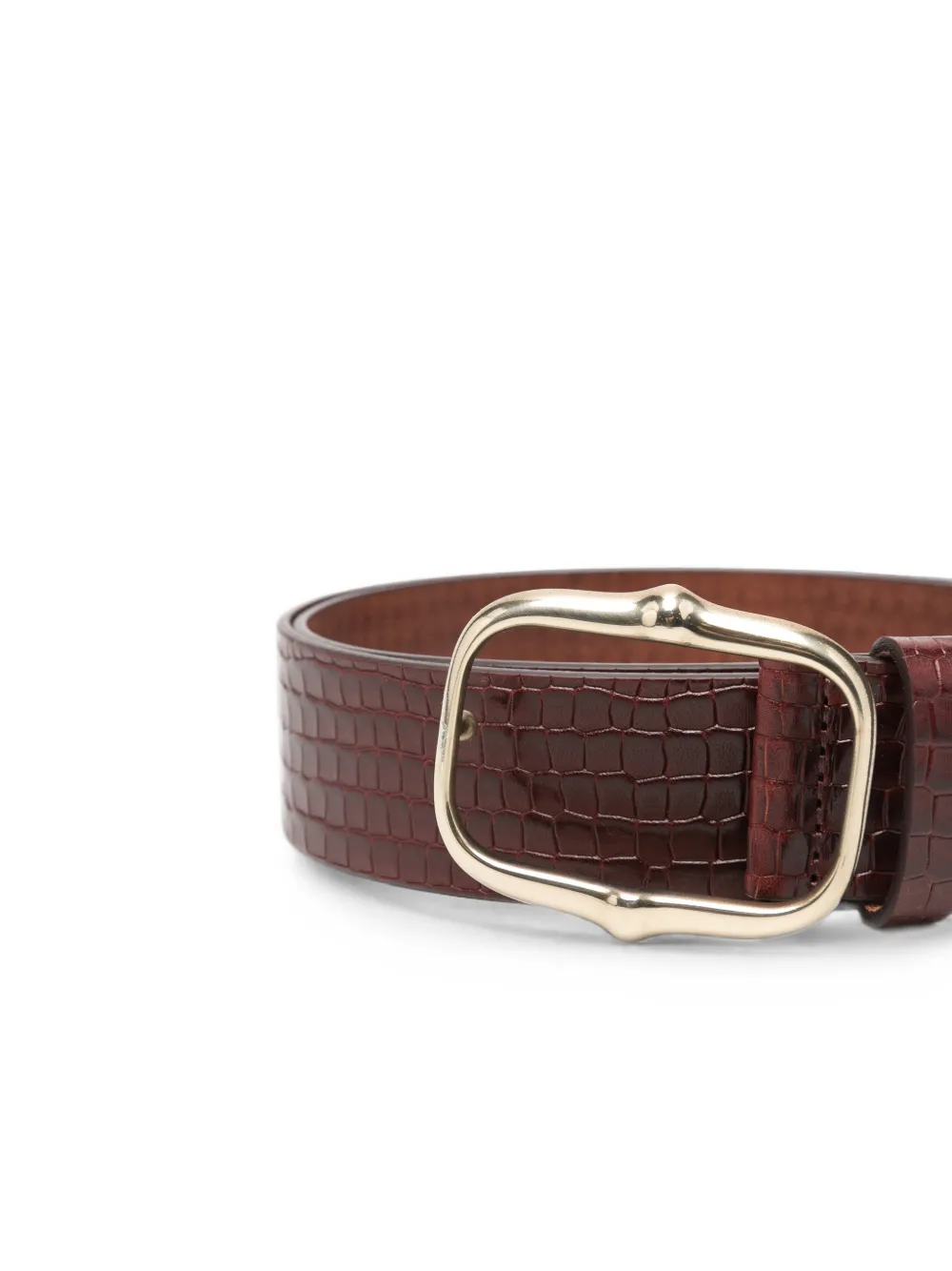 ISABEL MARANT Leren riem met krokodillen-reliëf Bruin