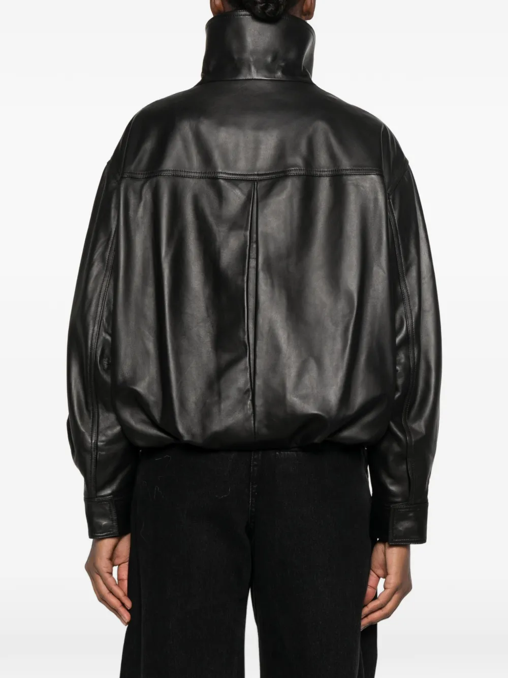 Sword belted high-neck jacket Zwart