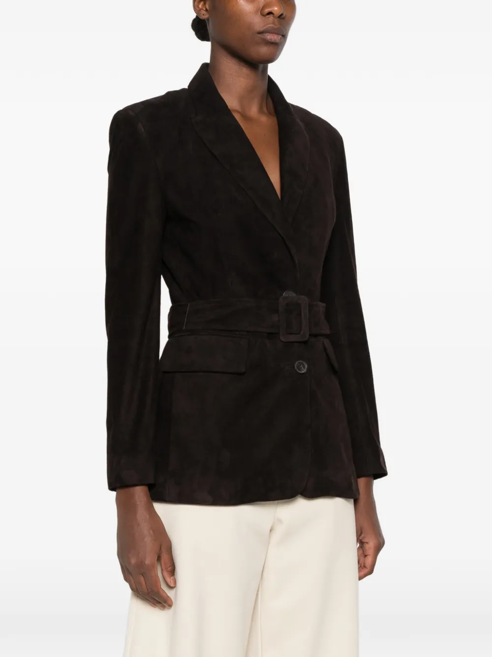 Sword belted suede jacket Bruin