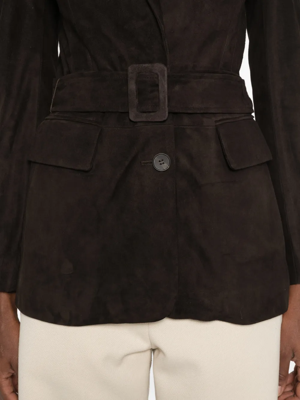 Sword belted suede jacket Bruin