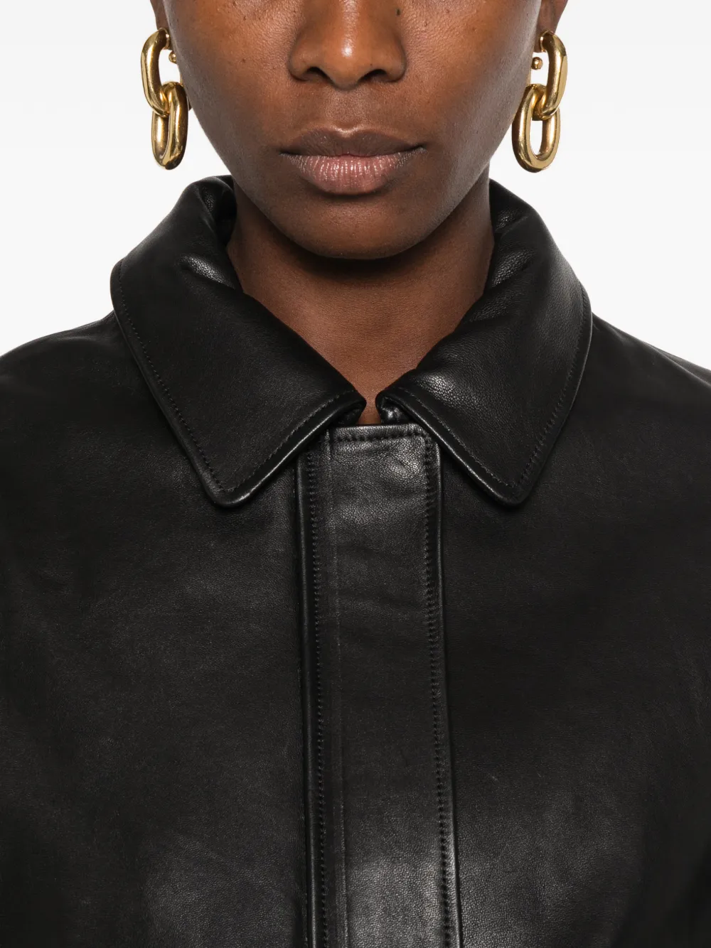 Arma smocked-trim leather jacket Zwart