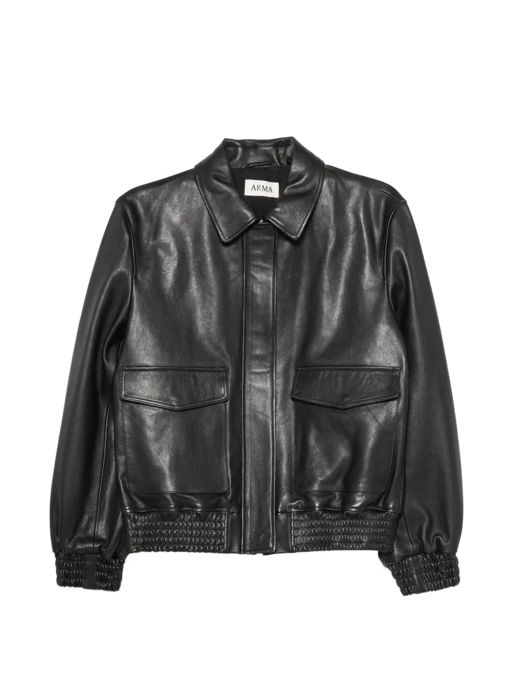 Arma smocked-trim leather jacket - Schwarz