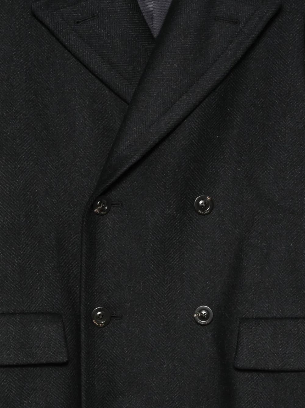 Boglioli herringbone double-breasted coat Zwart