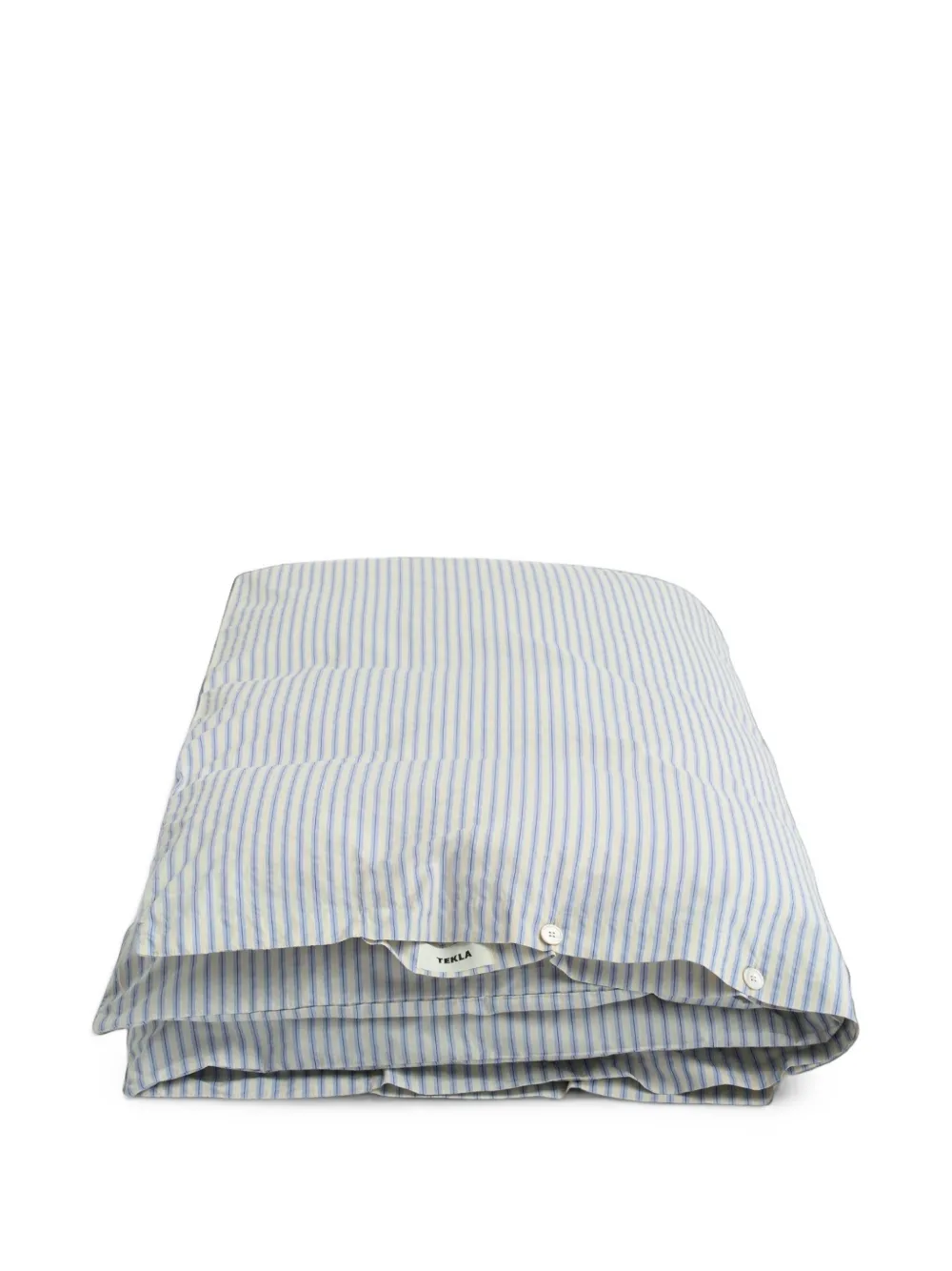 Tekla Striped Percale Duvet Cover In Gray