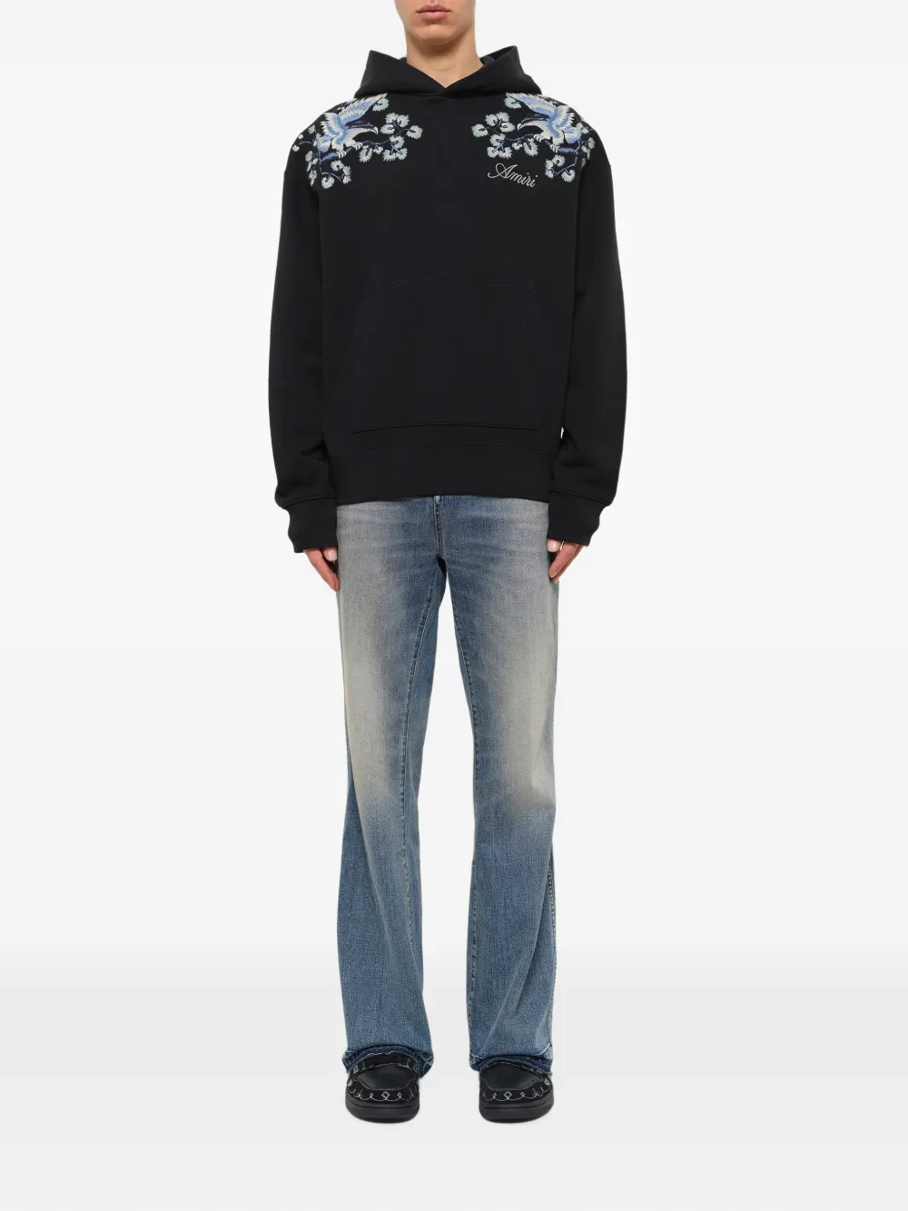 AMIRI Hoodie met geborduurde bloemen Zwart