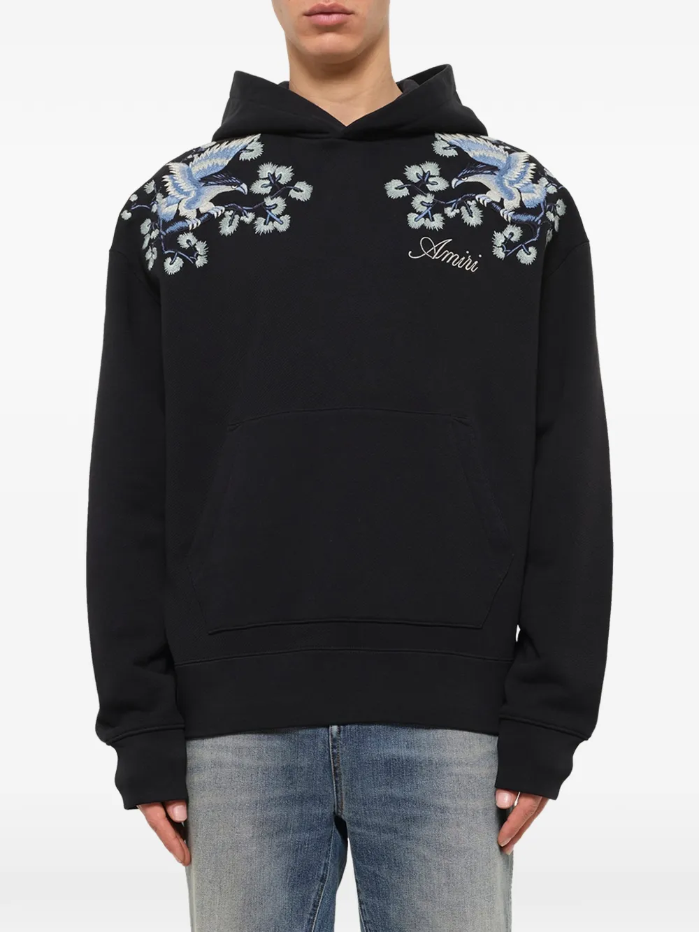 AMIRI Hoodie met geborduurde bloemen Zwart