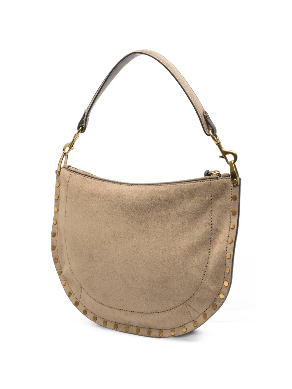 ISABEL MARANT Oskan suède schoudertas met studs Beige