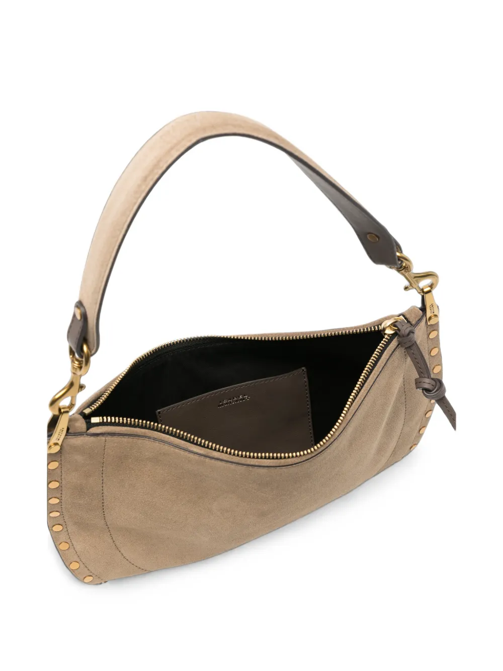 ISABEL MARANT Oskan suède schoudertas met studs Beige