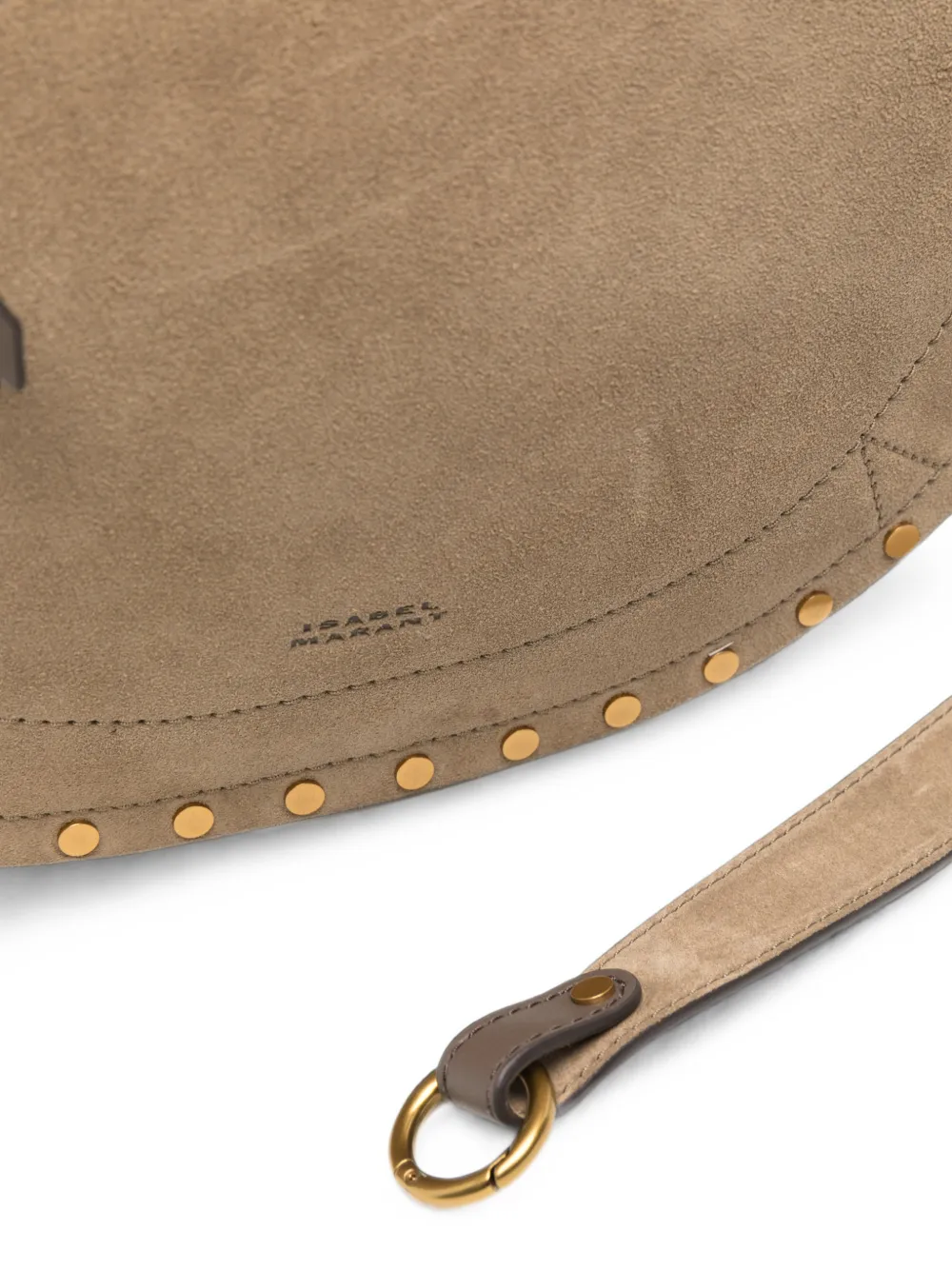 ISABEL MARANT Oskan suède schoudertas met studs Beige