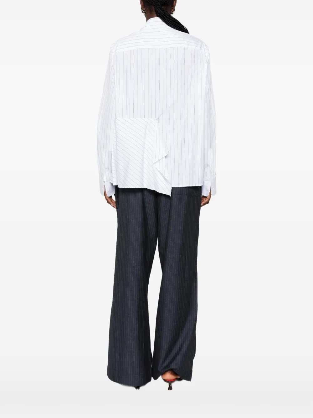 JW Anderson Blouse met asymmetrische zoom en krijtstreep-print Wit