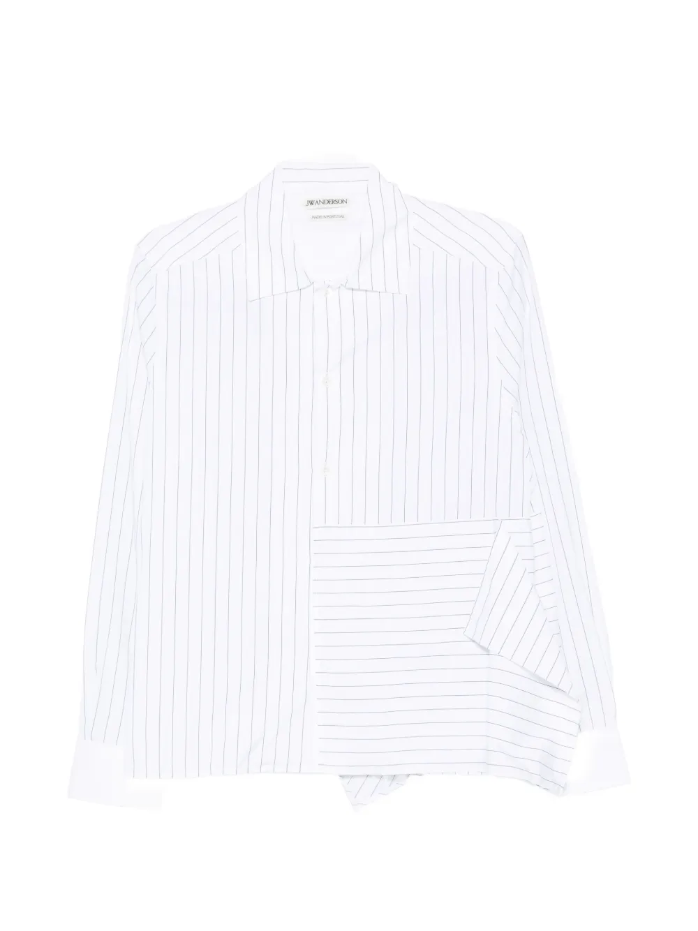 JW Anderson pinstripe-print asymmetric-hem shirt - Bianco