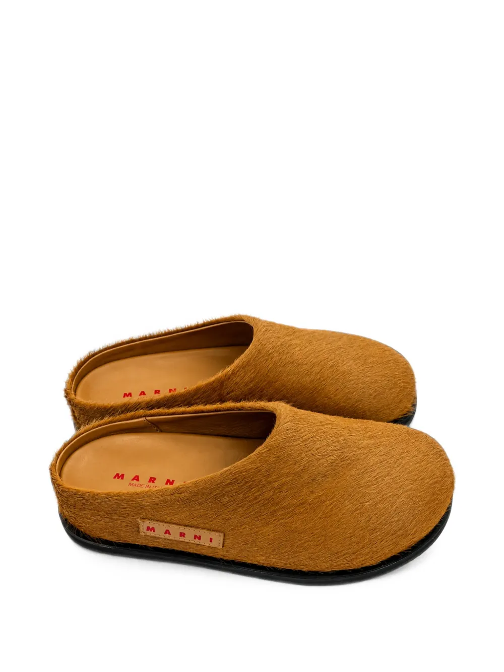 Marni Kids pony-hair mules - Marrone