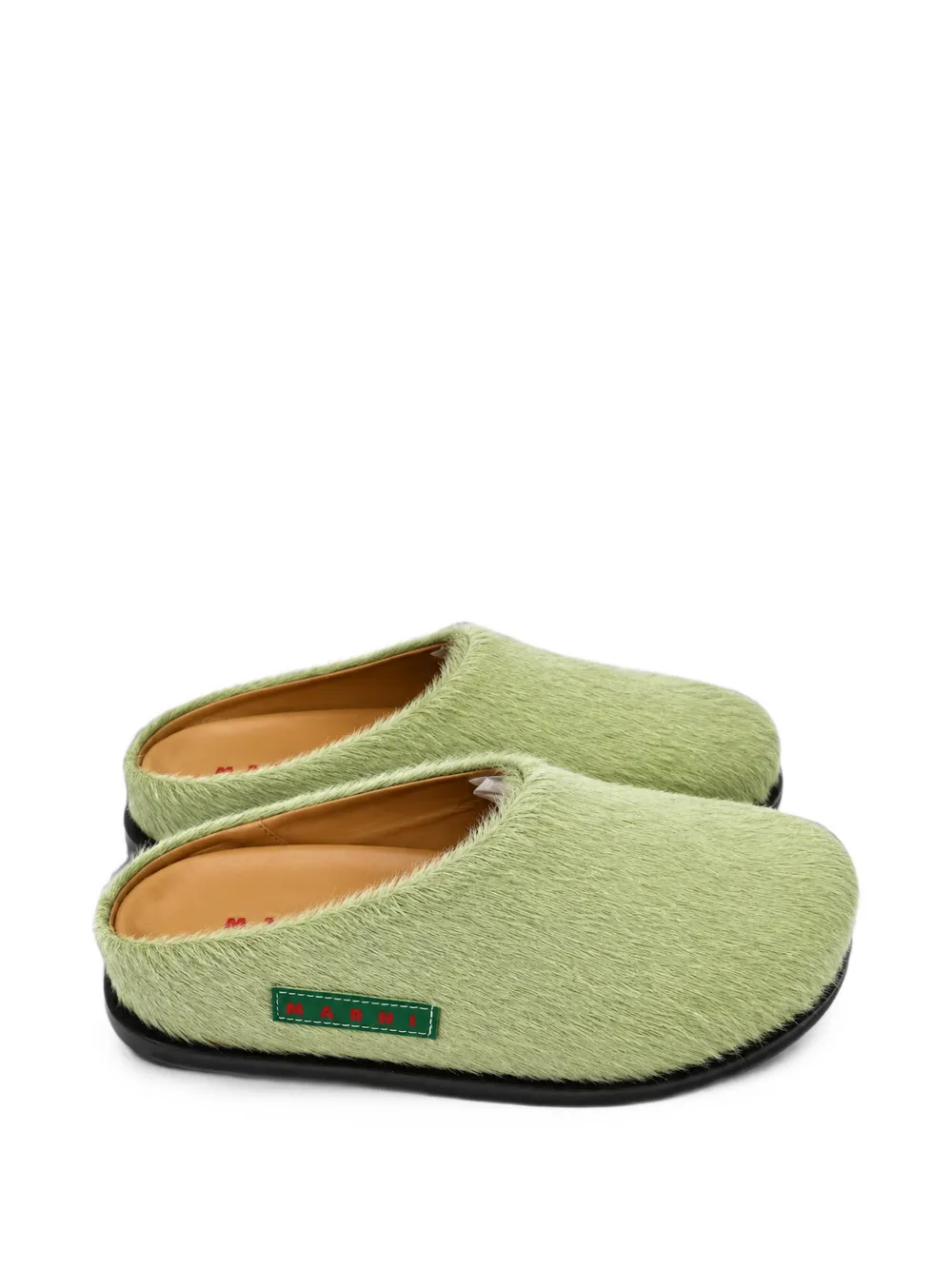 Marni Kids green pony hair Fussbett sabot mules - Verde