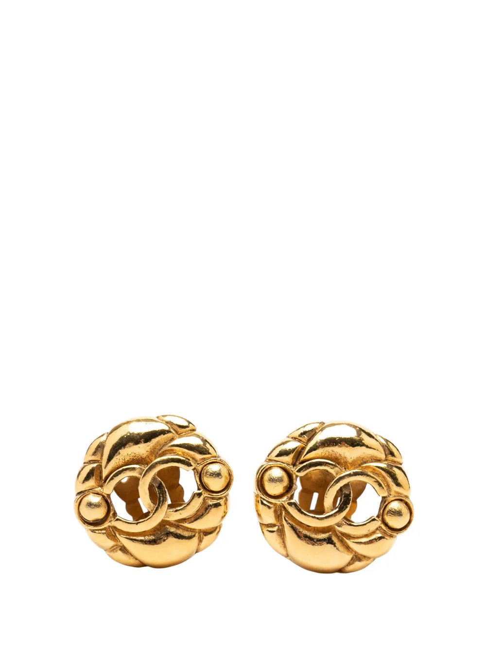 CHANEL Pre-Owned 1980-1990 CC Gold Plated Clip On Earrings costume earrings - Oro