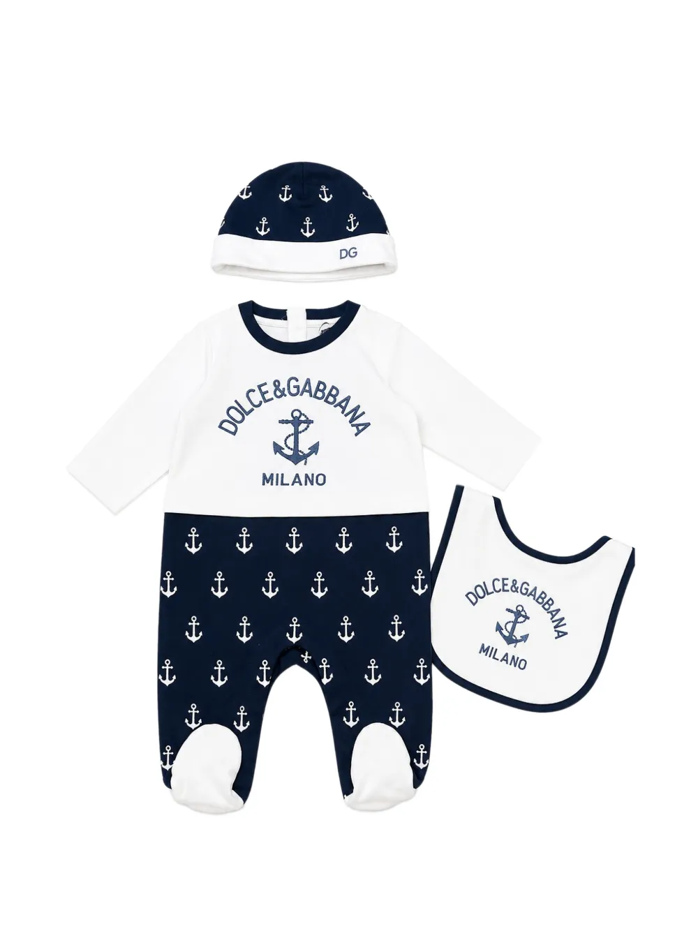 Dolce & Gabbana Kids Strampler-Set mit Anker-Print - Blau