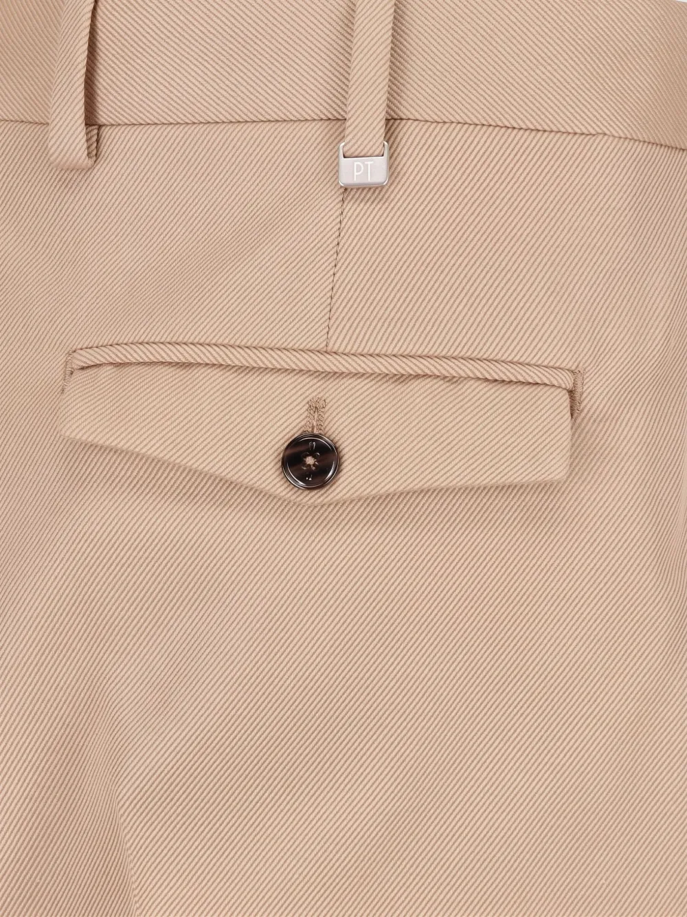 PT Torino Geplooide broek met omgeslagen pijpen Beige