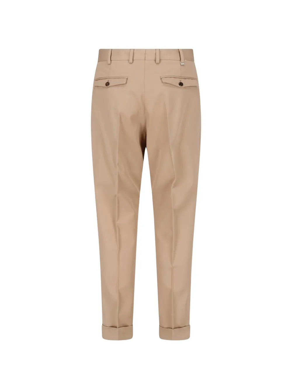 PT Torino Geplooide broek met omgeslagen pijpen Beige