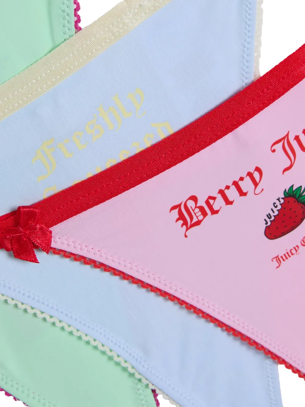 Juicy Couture Drie strings met fruittekst Roze